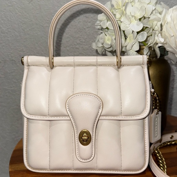 Coach Nappa Leather Willis Top Handle 18 With Quilting - Picture 2 of 16